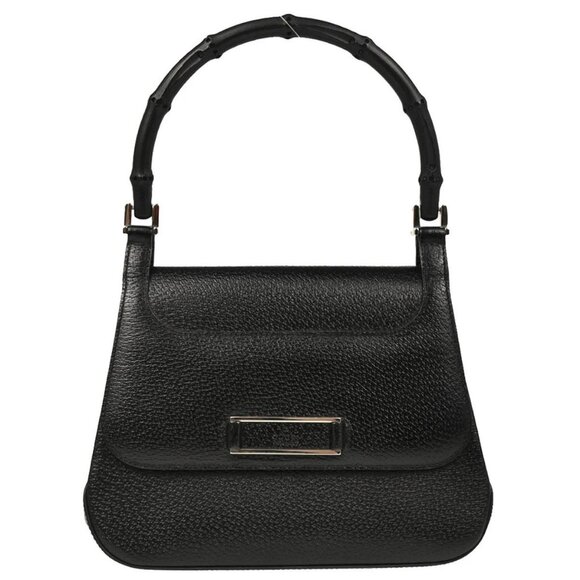 Gucci Black Leather Bamboo Handbag - Picture 1 of 11